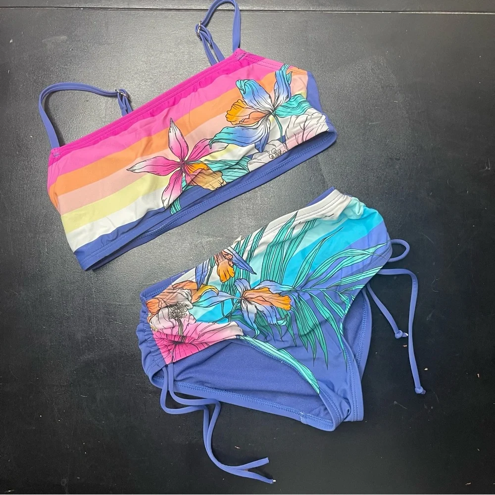 Hobie Girls Colorful Floral Bikini Set